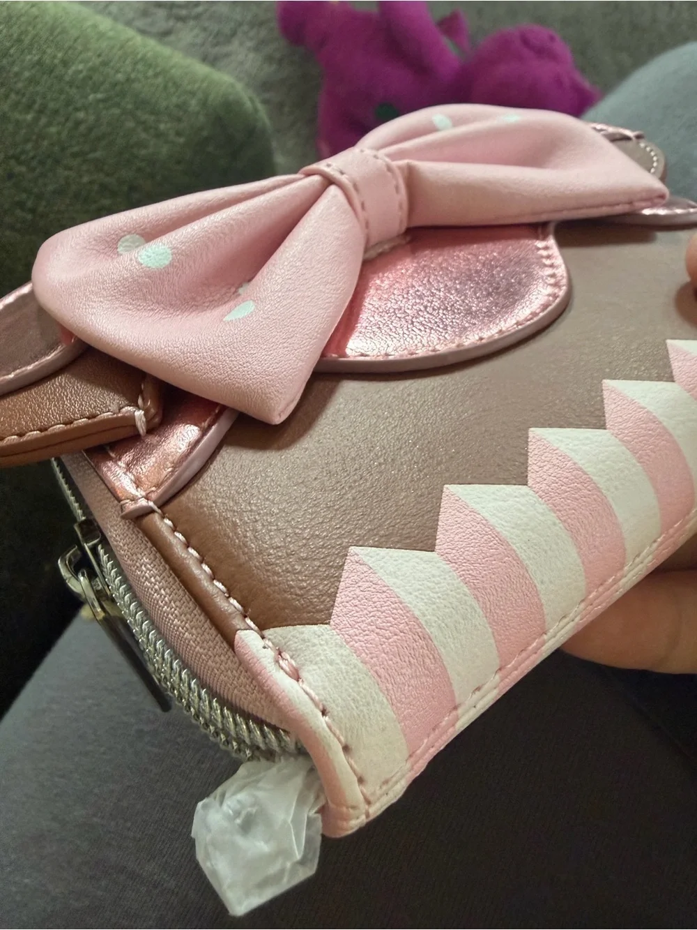 Loungefly Pink Polka Dot Bow Brown Stripe Wallet